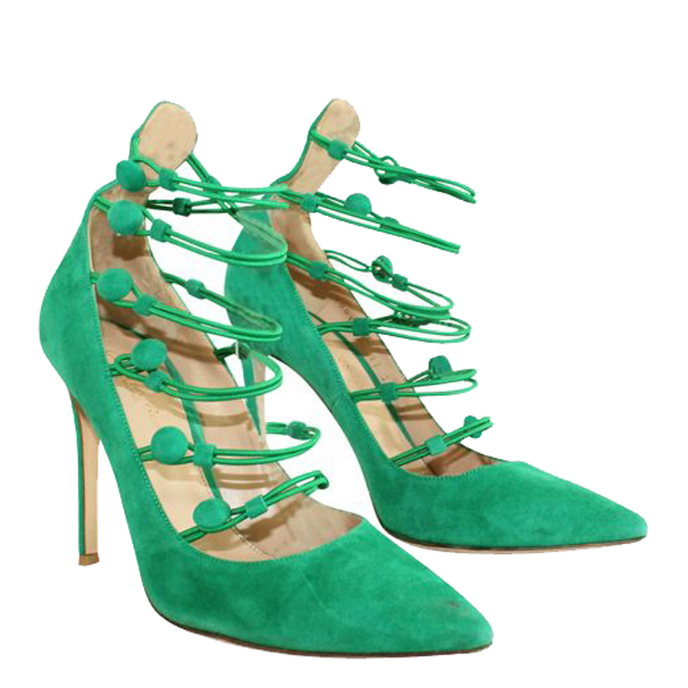 

Gianvito Rossi Suede Button Strap Pumps, Green