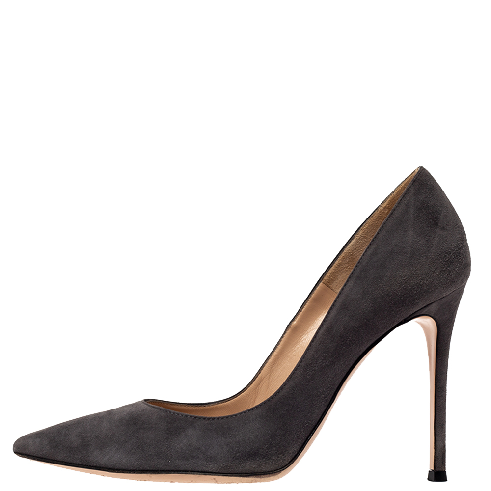

Gianvito Rossi Grey Suede Leather Pointed Toe Pumps Size