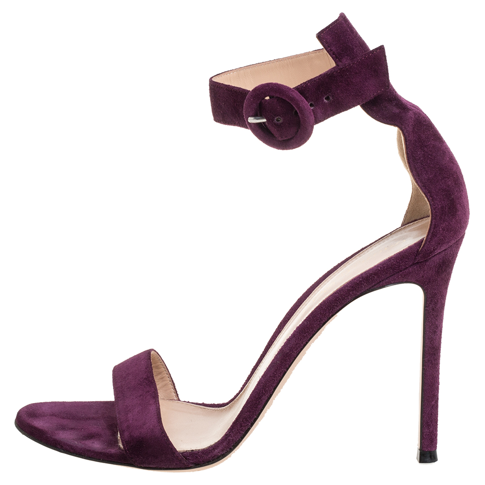 

Gianvito Rossi Purple Suede Portofino Sandals Size