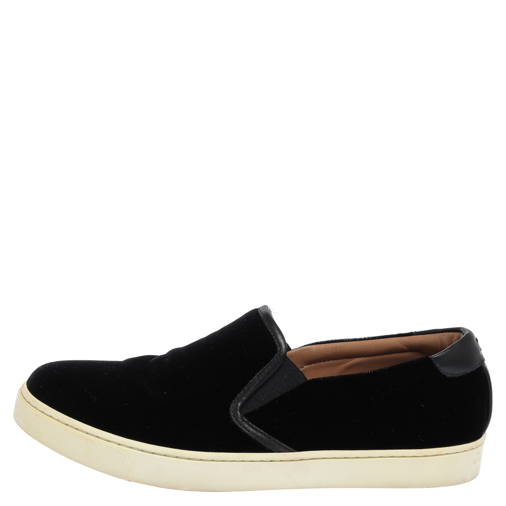

Gianvito Rossi Black Velvet And Leather Trim Slip on Sneakers Size