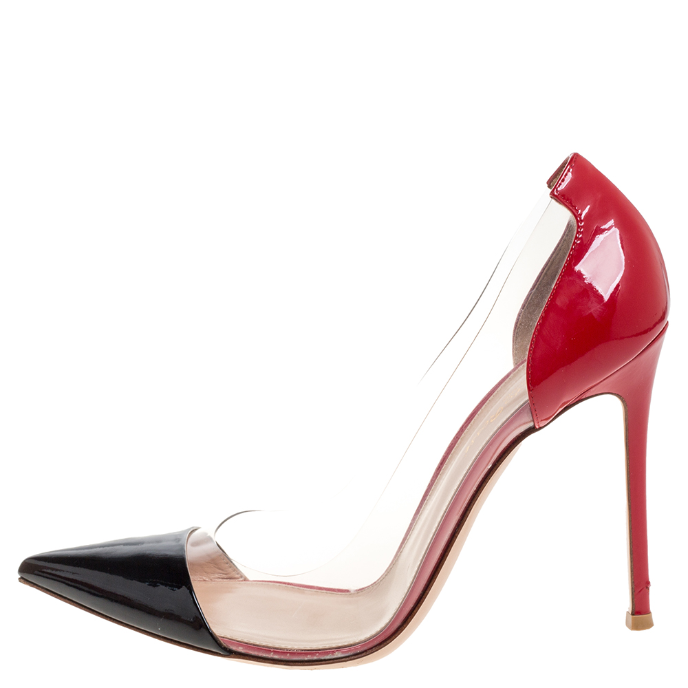 

Gianvito Rossi Black/Red Patent Leather And PVC Plexi Pumps Size, Metallic