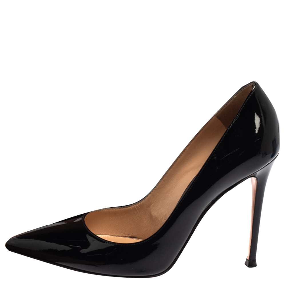 

Gianvito Rossi Black Patent Leather Gianvito Pointed Toe Pumps Size