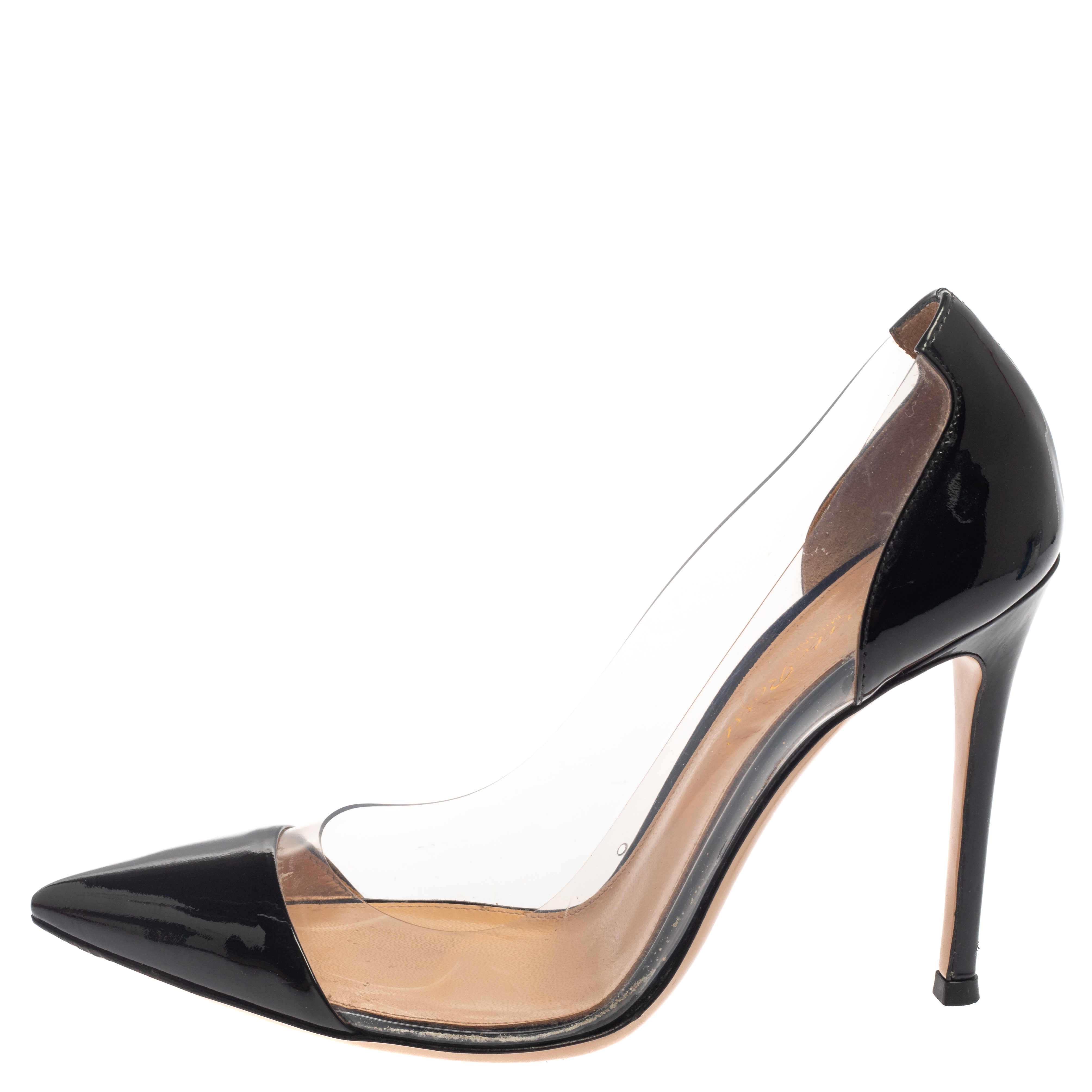 

Gianvito Rossi Black Patent Leather and PVC Plexi Pumps Size