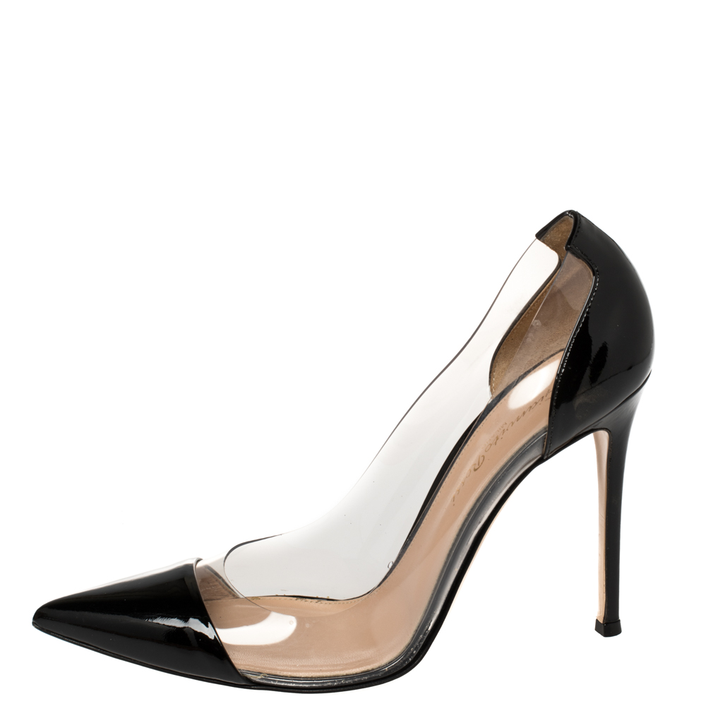 

Gianvito Rossi Black PVC And Patent Leather Plexi Pumps Size