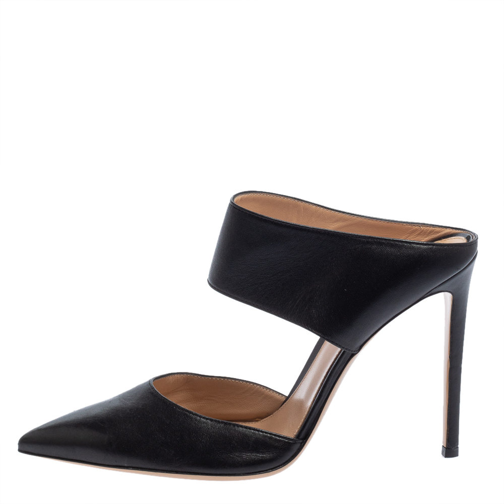 

Gianvito Rossi Black Leather Mule Sandals Size