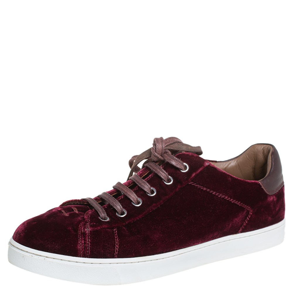 Pre-owned Gianvito Rossi Burgundy Velvet Low Top Sneakers Size 39