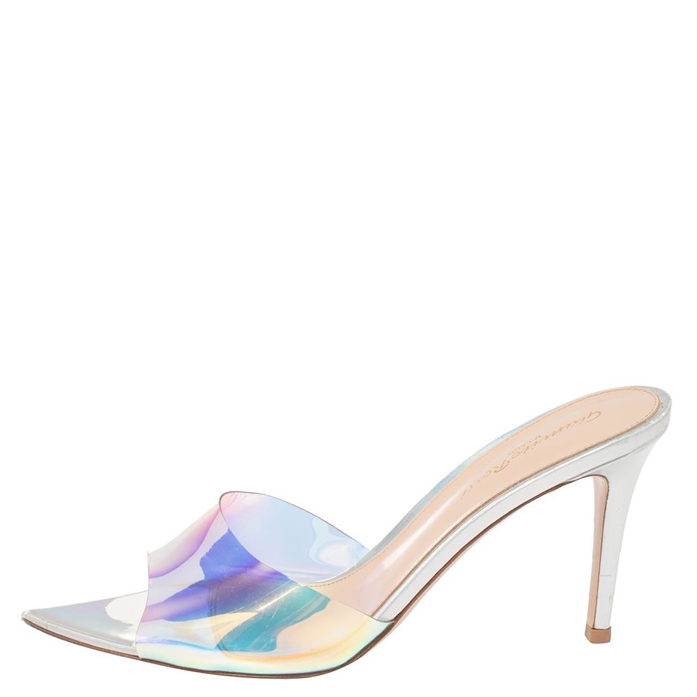 

Gianvito Rossi Iridescent PVC And Foil Leather Elle Slide Sandals Size, Multicolor