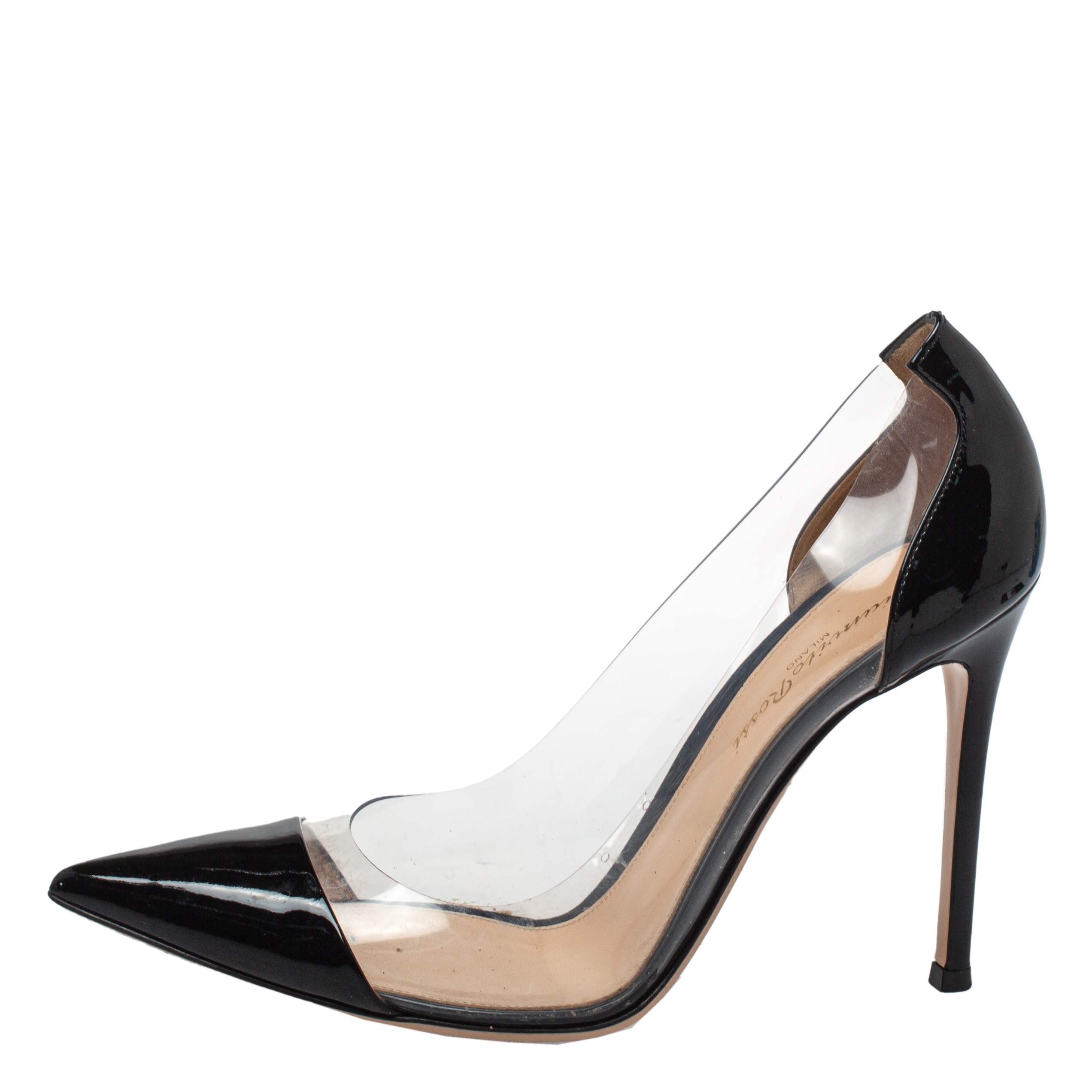 

Gianvito Rossi Black Patent Leather And PVC Plexi Pumps Size
