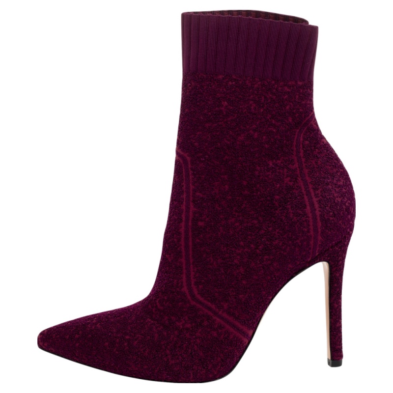 

Gianvito Rossi Purple Knit Fabric Bouclé Katie Ankle Boots Size