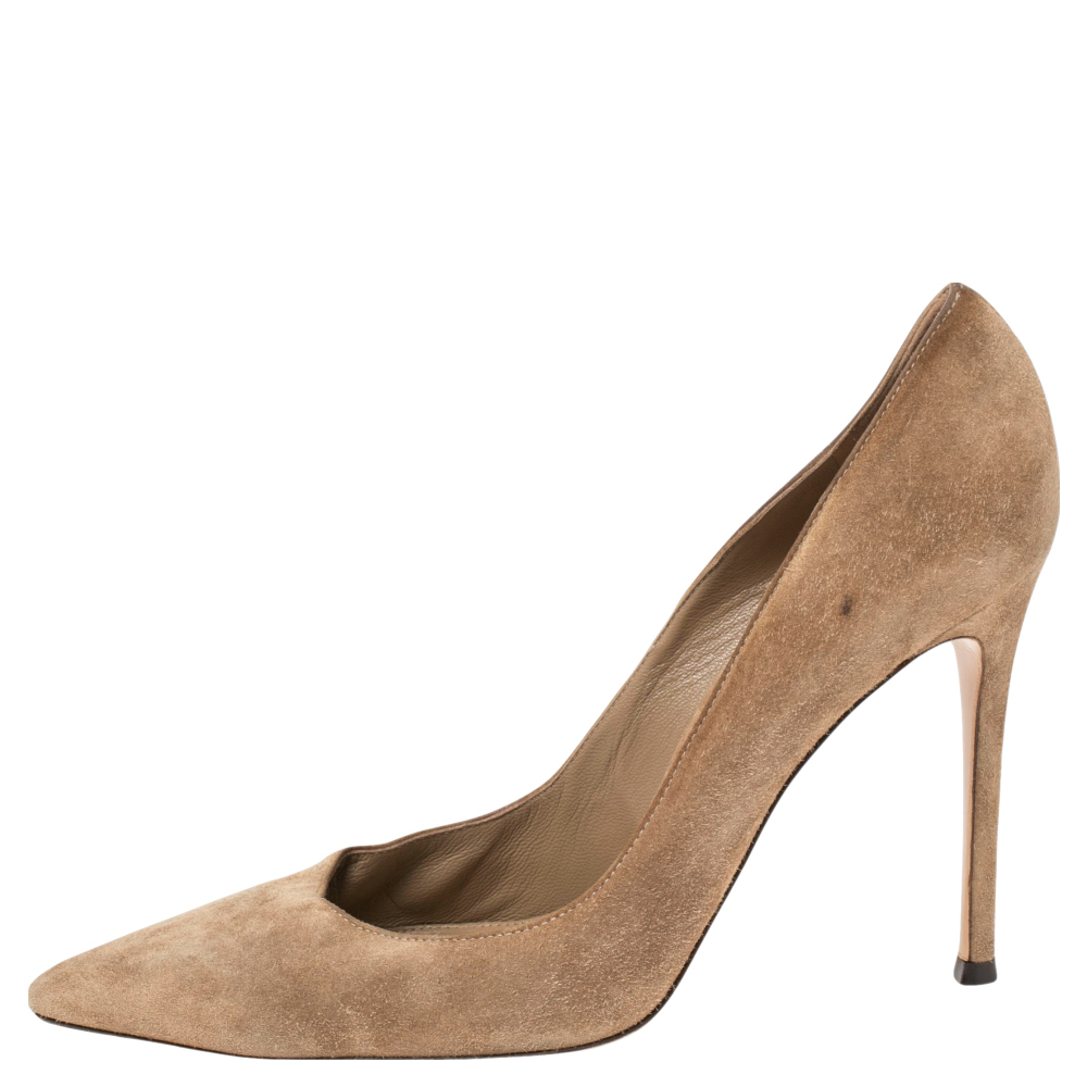 

Gianvito Rossi Brown Suede Pointed Toe Pumps Size