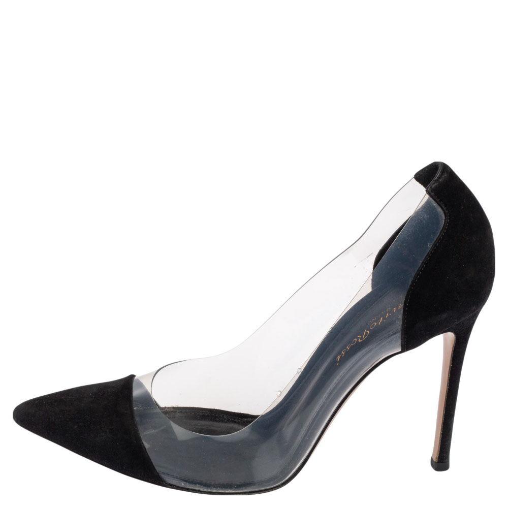 

Gianvito Rossi Black Suede, PVC Plexi Pumps Size