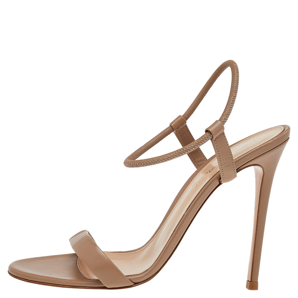 

Gianvito Rossi Brown Leather Ankle Strap Sandals Size