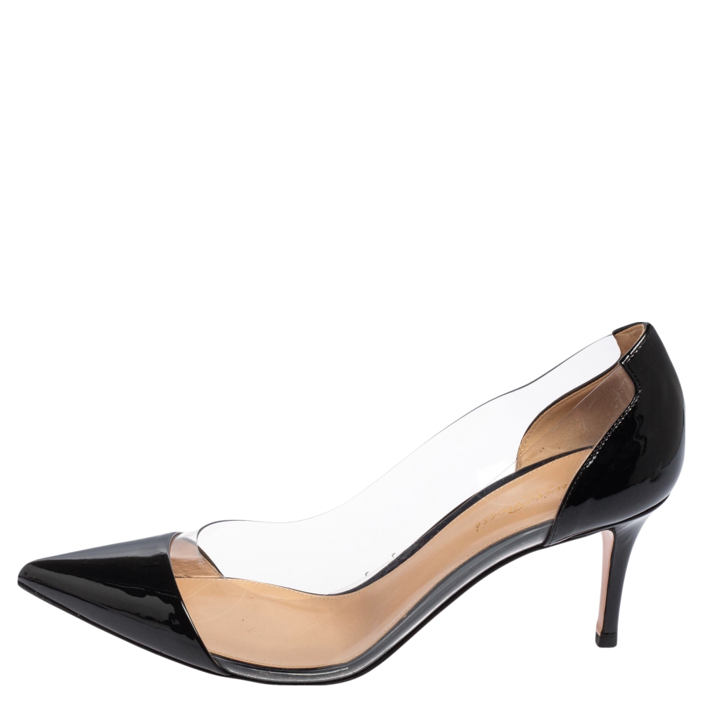 

Gianvito Rossi Black Patent Leather And PVC Plexi Pumps Size