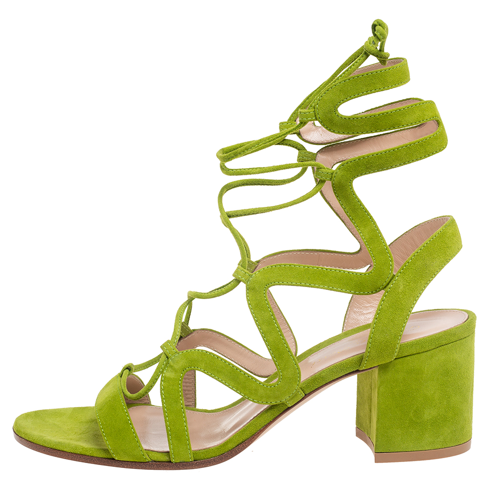 

Gianvito Rossi Green Suede Artemis Sandals Size