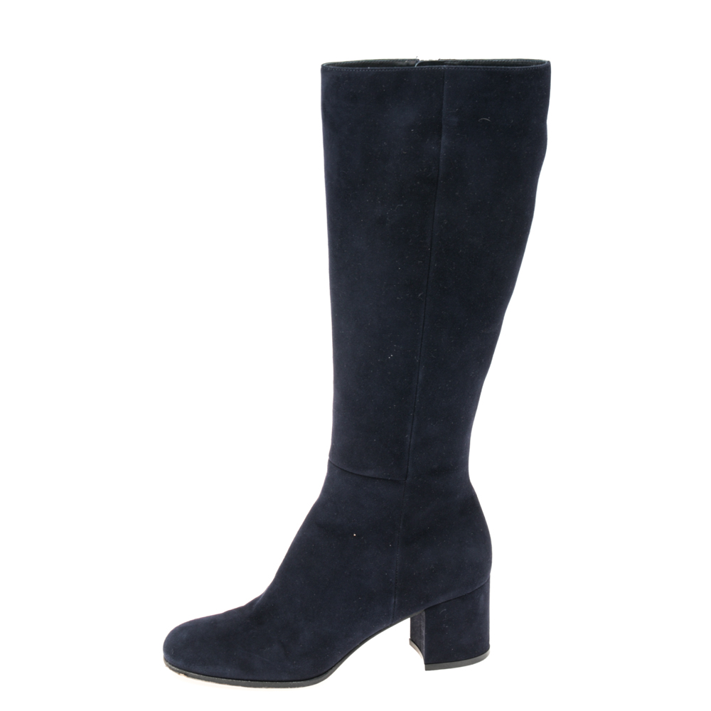 

Gianvito Rossi Navy Blue Suede Knee Length Boots Size