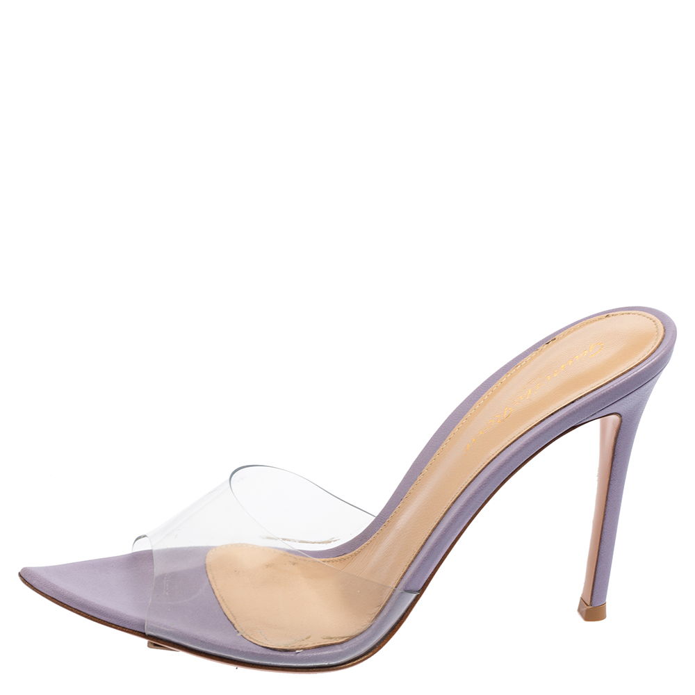 

Gianvito Rossi Purple/Transparent PVC Alise Sandals Size