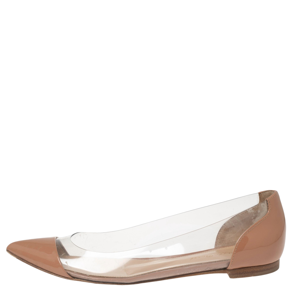 

Gianvito Rossi Beige Patent Leather and PVC Plexi Ballet Flats Size