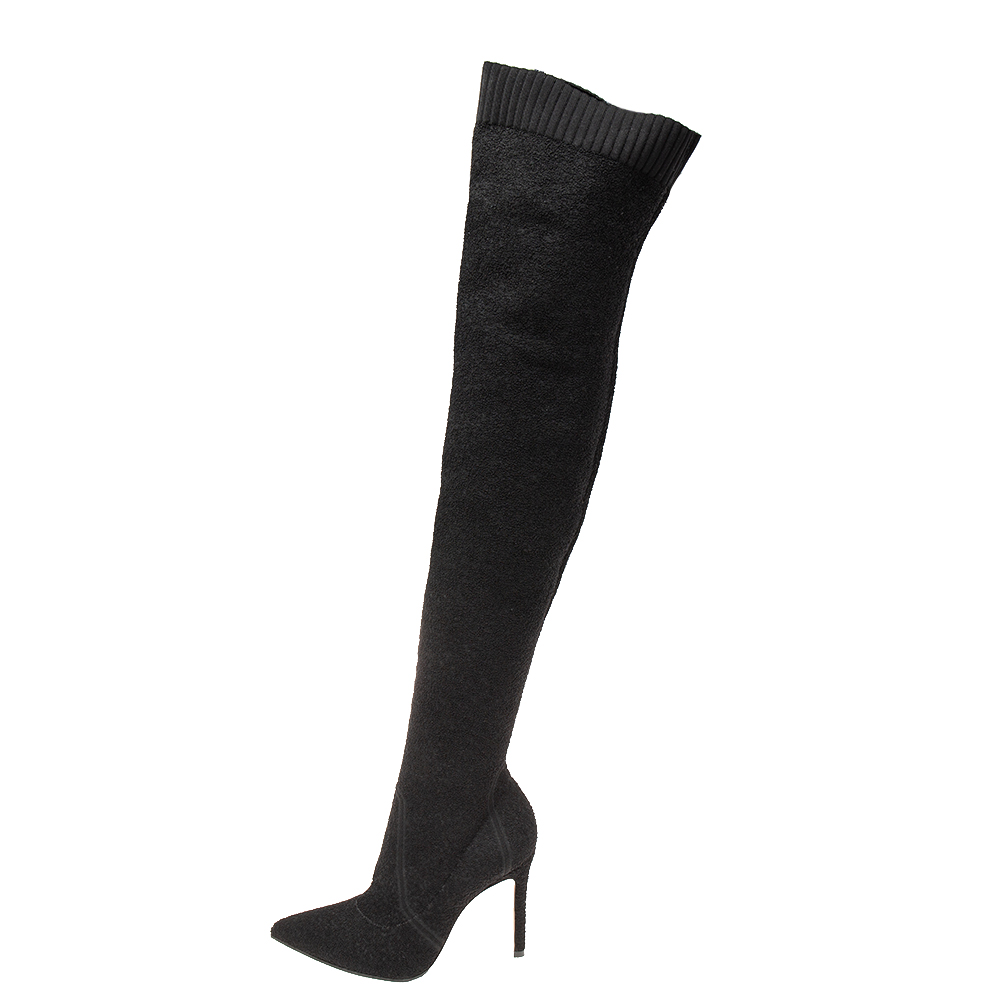 

Gianvito Rossi Black Stretch Fabric Fiona Over The Knee Boots Size