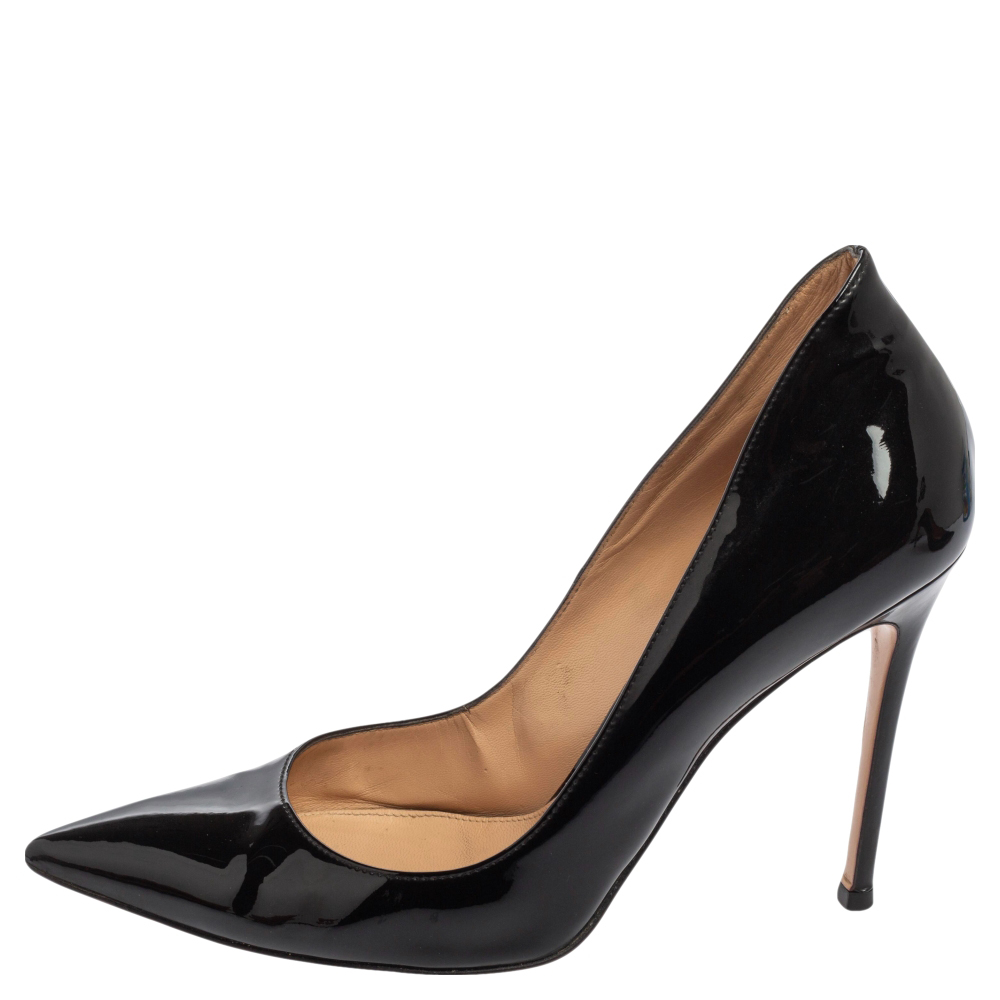 

Gianvito Rossi Black Patent Leather Pointed Toe Pumps Size