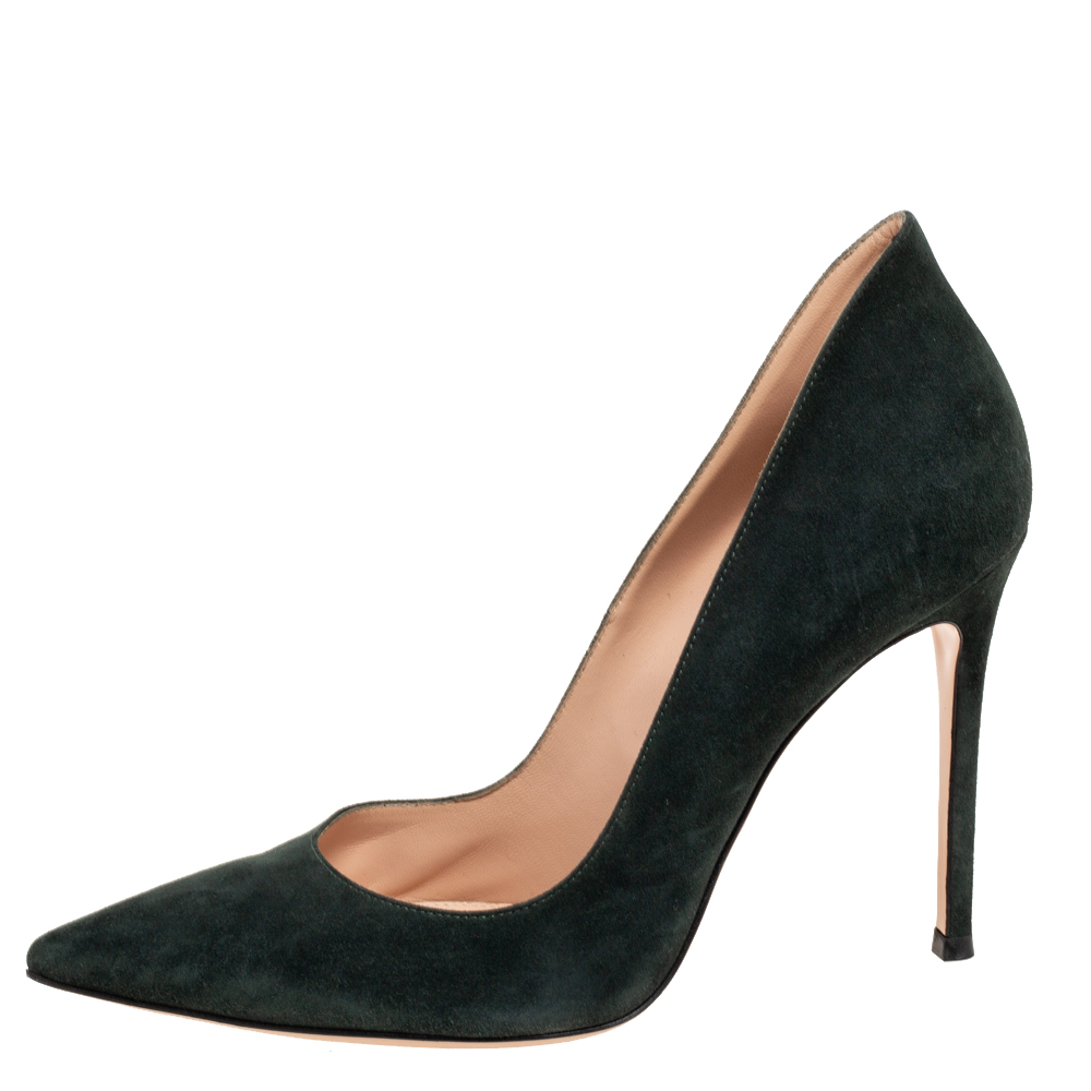 

Gianvito Rossi Dark Green Suede Pumps Size