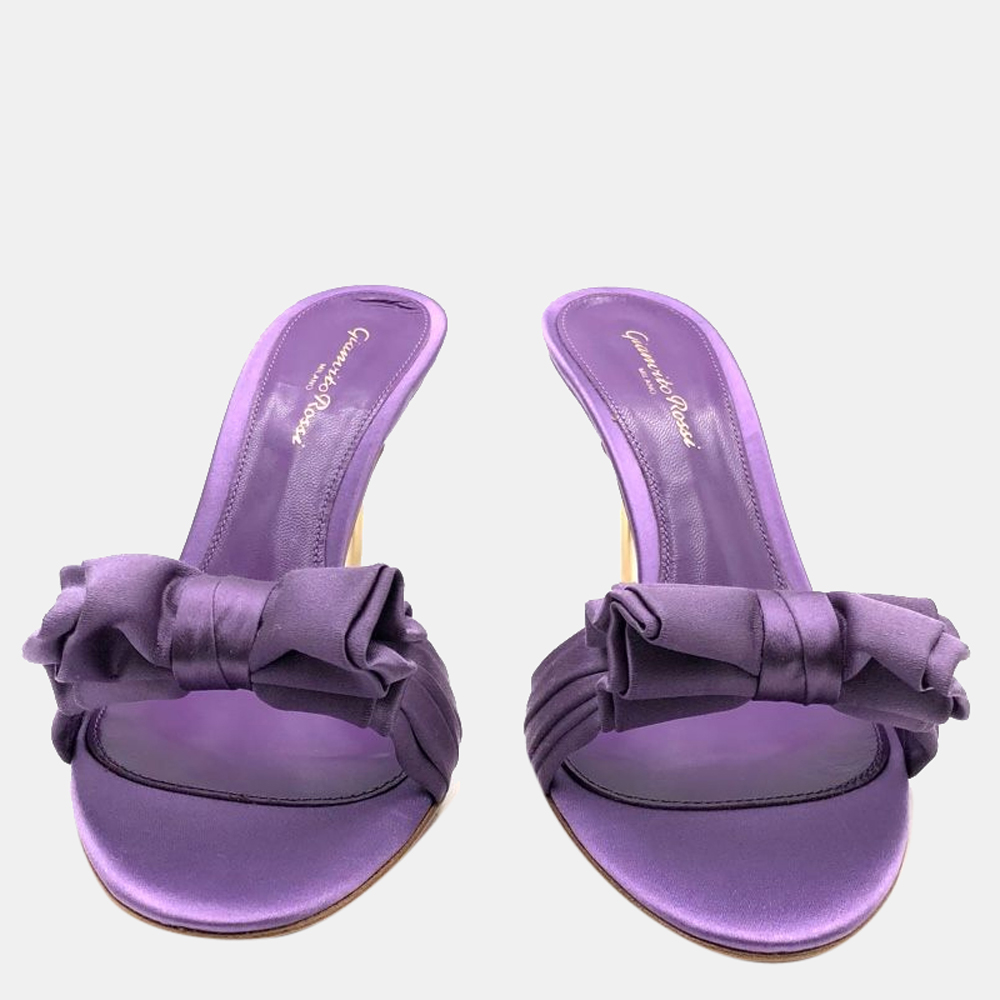 

Gianvito Rossi Purple Satin Bow Mules Size EU