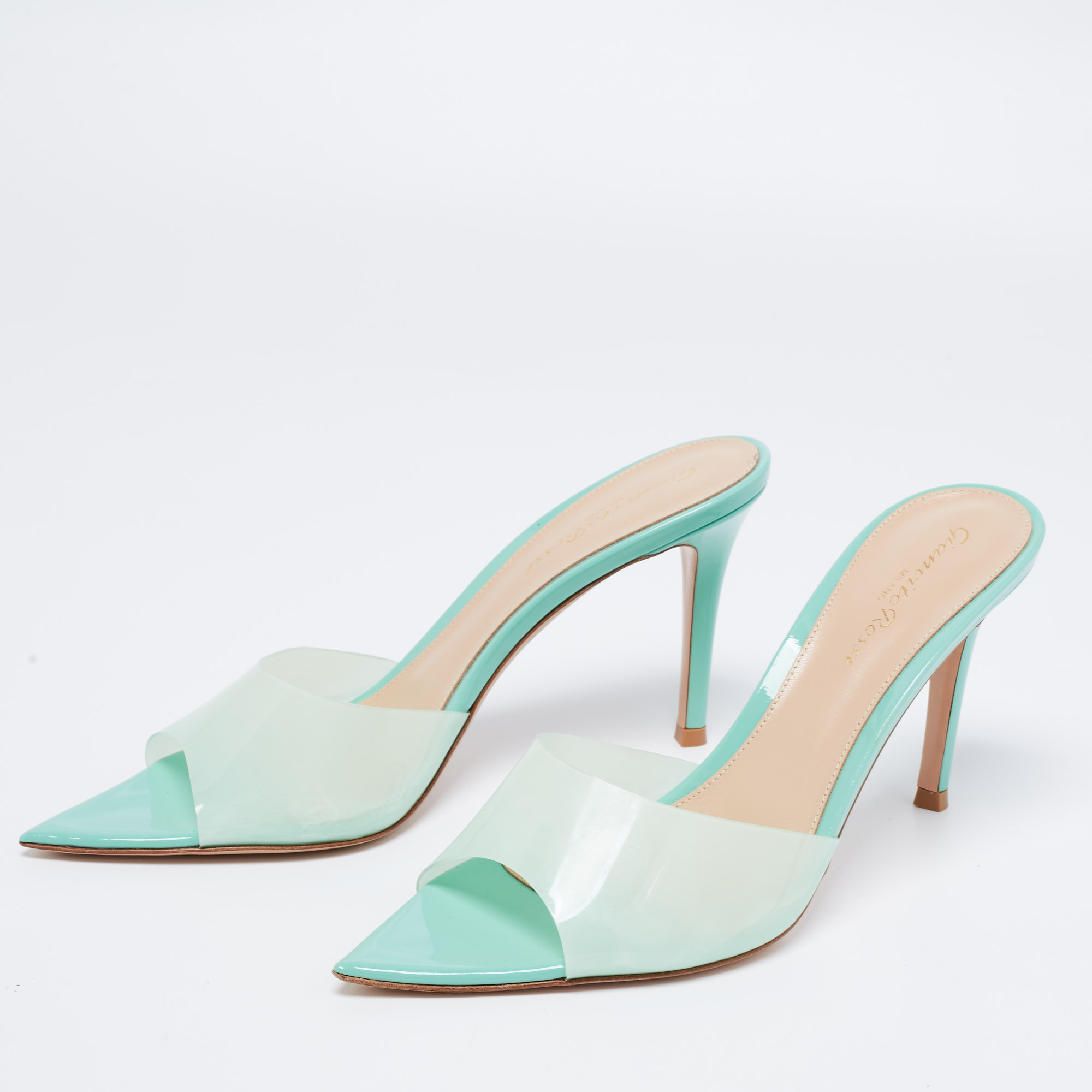 

Gianvito Rossi Green PVC Elle Sandals Size