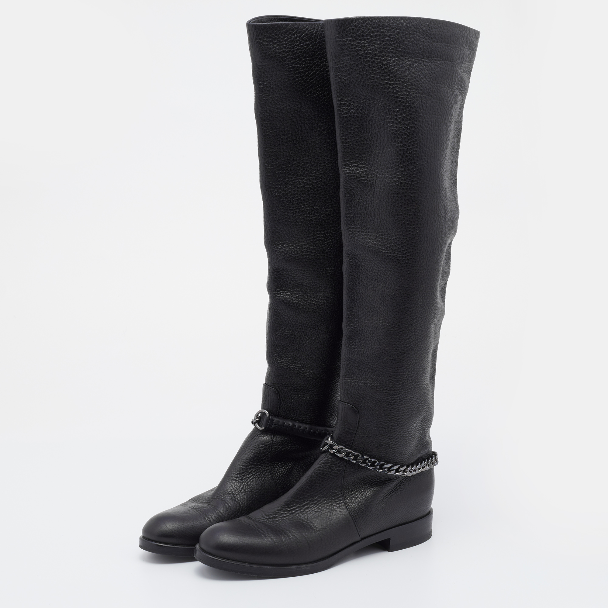 

Gianvito Rossi Black Leather Knee Length Boots Size