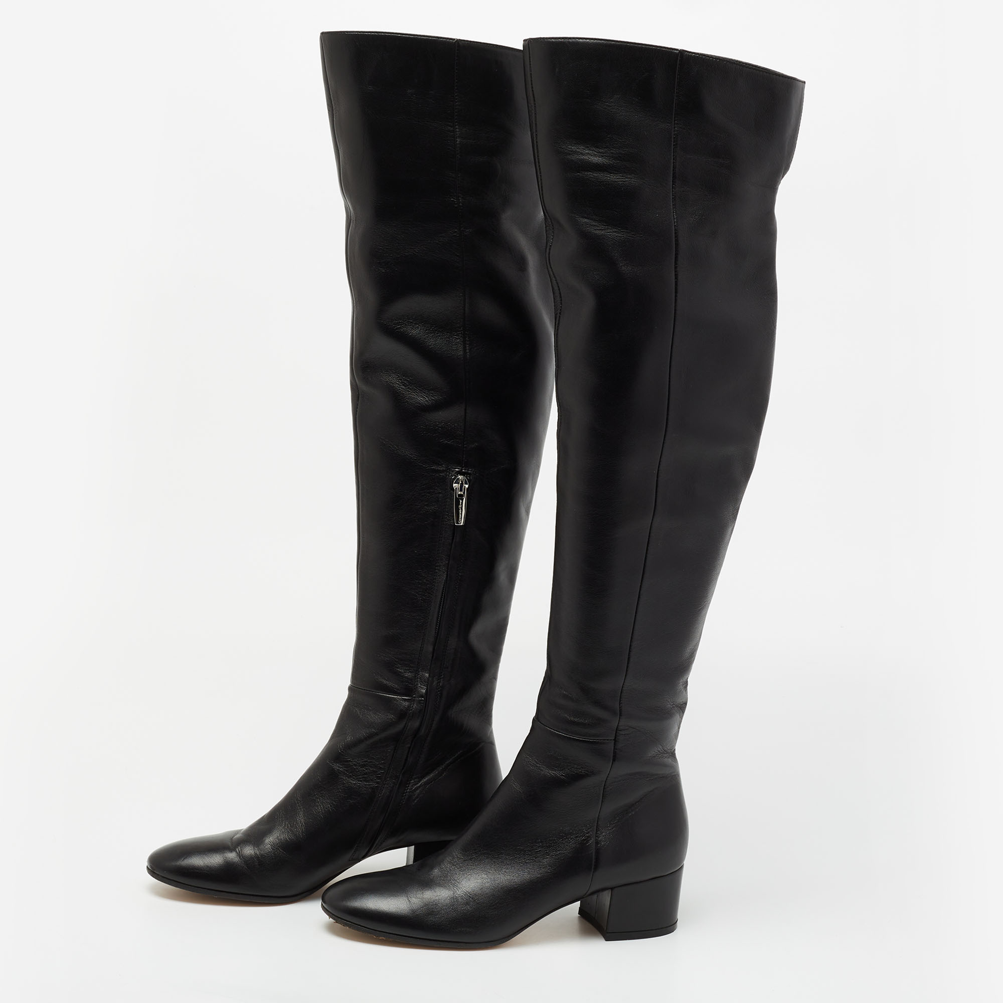 

Gianvito Rossi Black Leather Over The Knee Boots Size