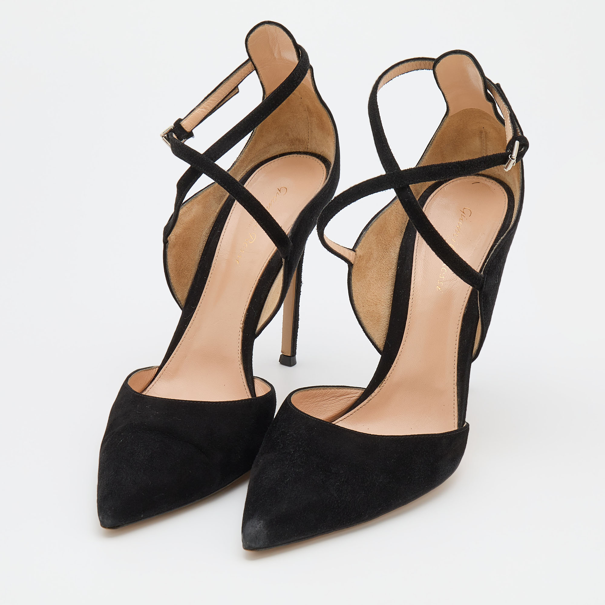 

Gianvito Rossi Black Suede Criss Cross Pumps Size