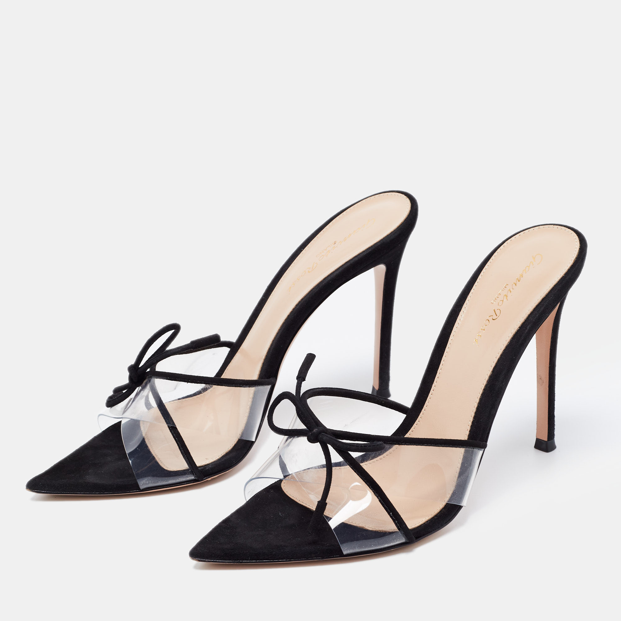 

Gianvito Rossi Black Suede and PVC Slide Sandals Size