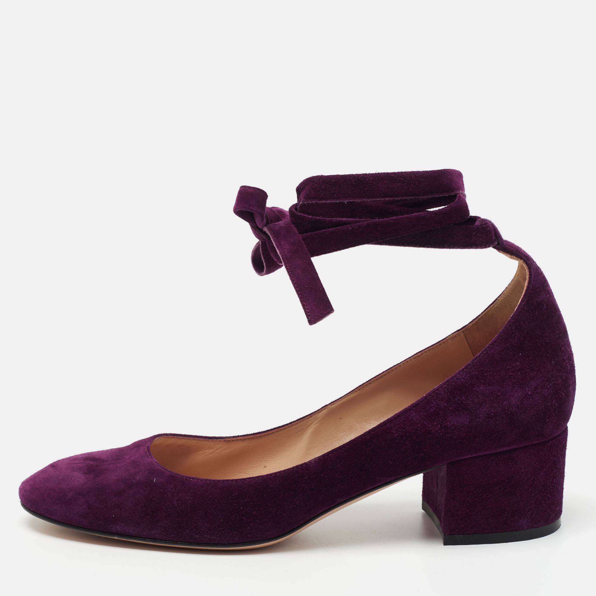 Pre-owned Gianvito Rossi Purple Suede Ankle Wrap Pumps Size 39.5