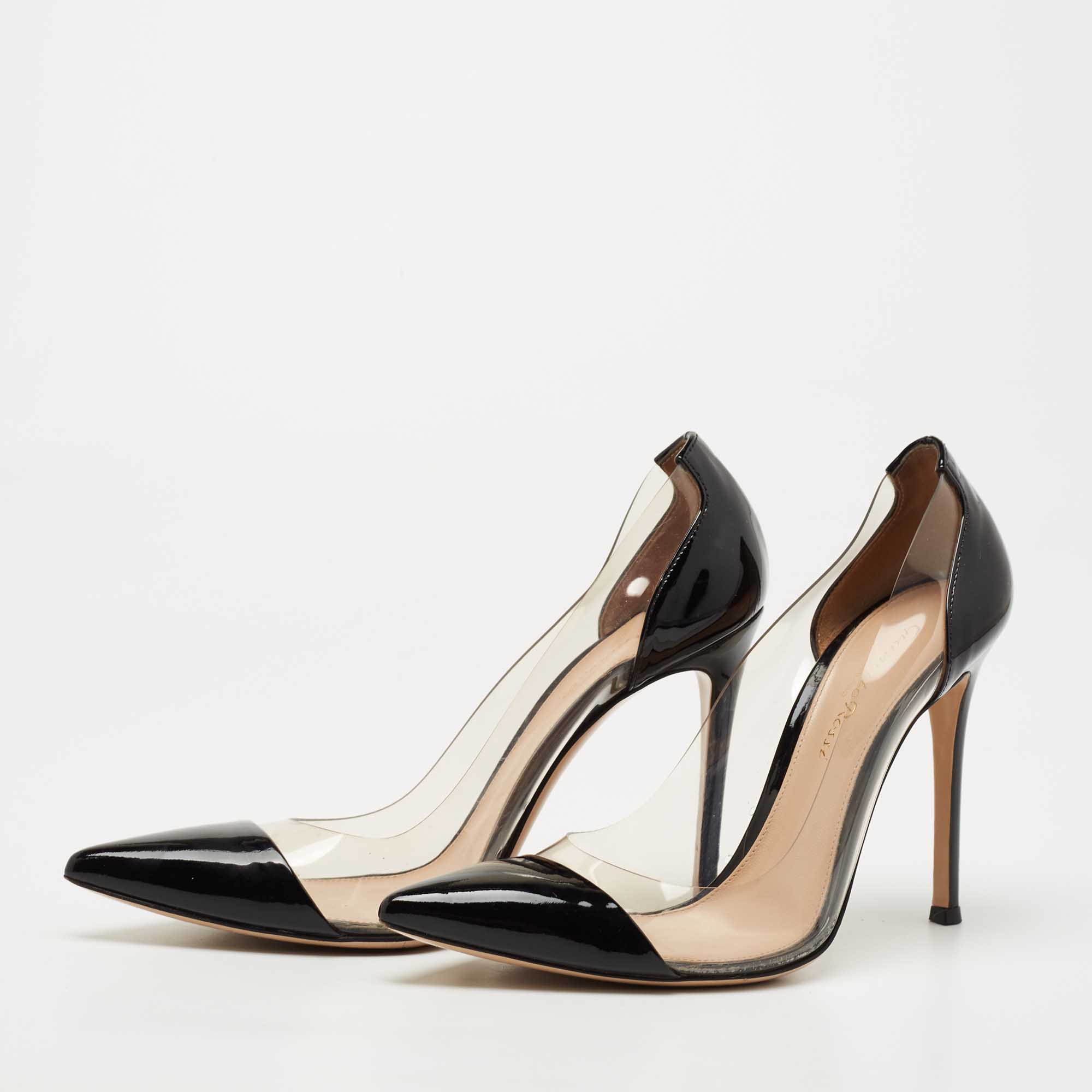 

Gianvito Rossi Black Patent Leather and PVC Plexi Pumps Size