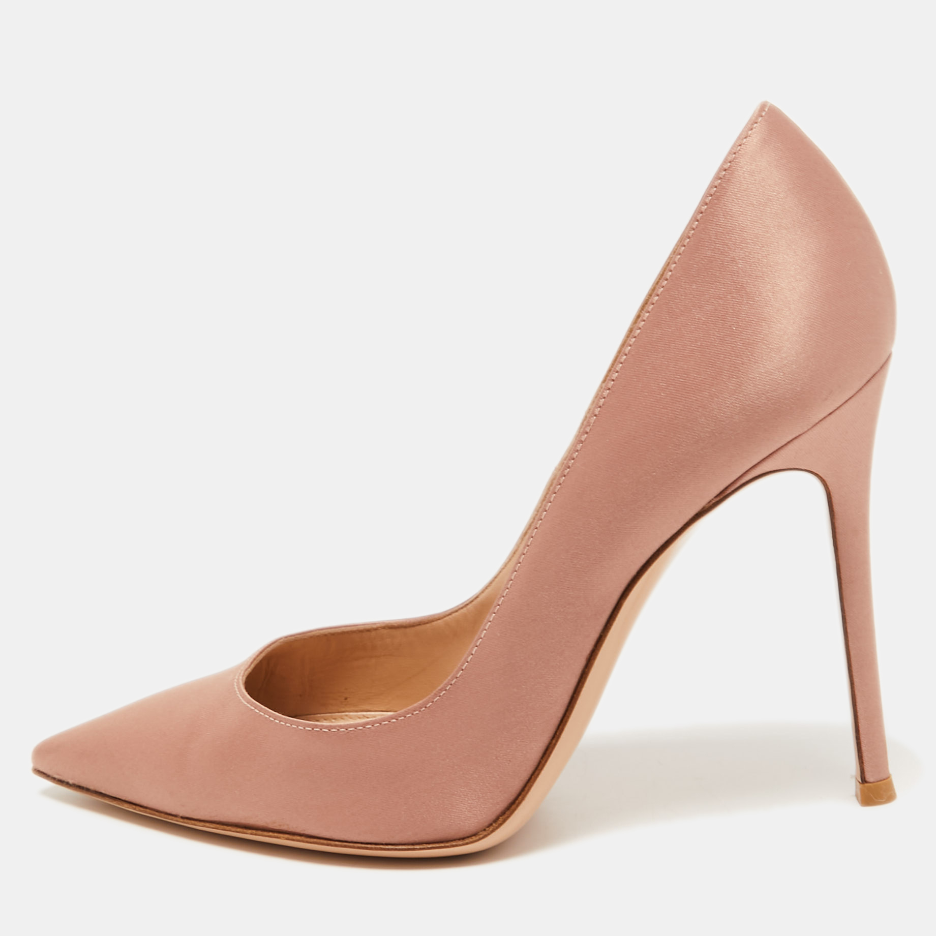 Pre-owned Gianvito Rossi Pink Satin Pointed Toe Pumps Size 38