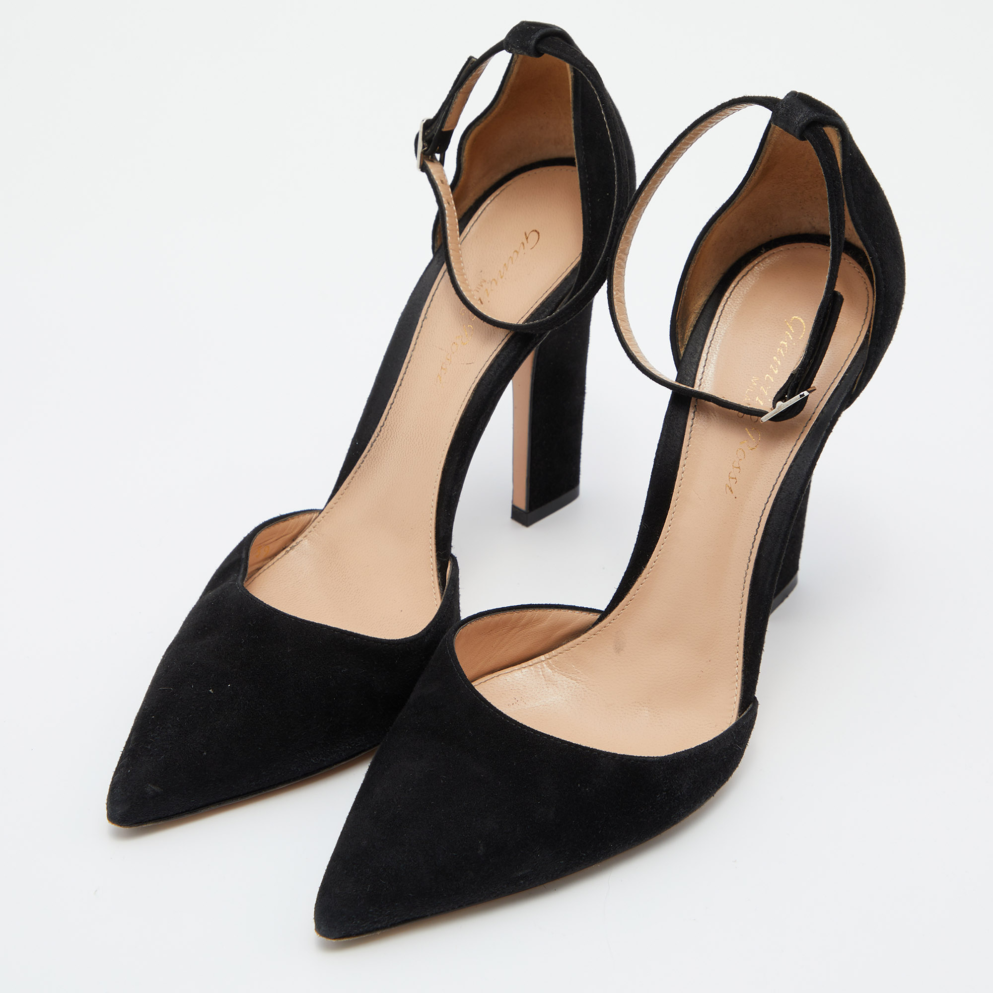 

Gianvito Rossi Black Suede Mila Ankle Strap Pumps Size