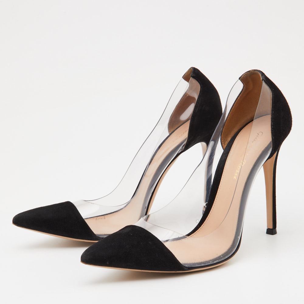 

Gianvito Rossi Black Suede and PVC Plexi Pumps Size