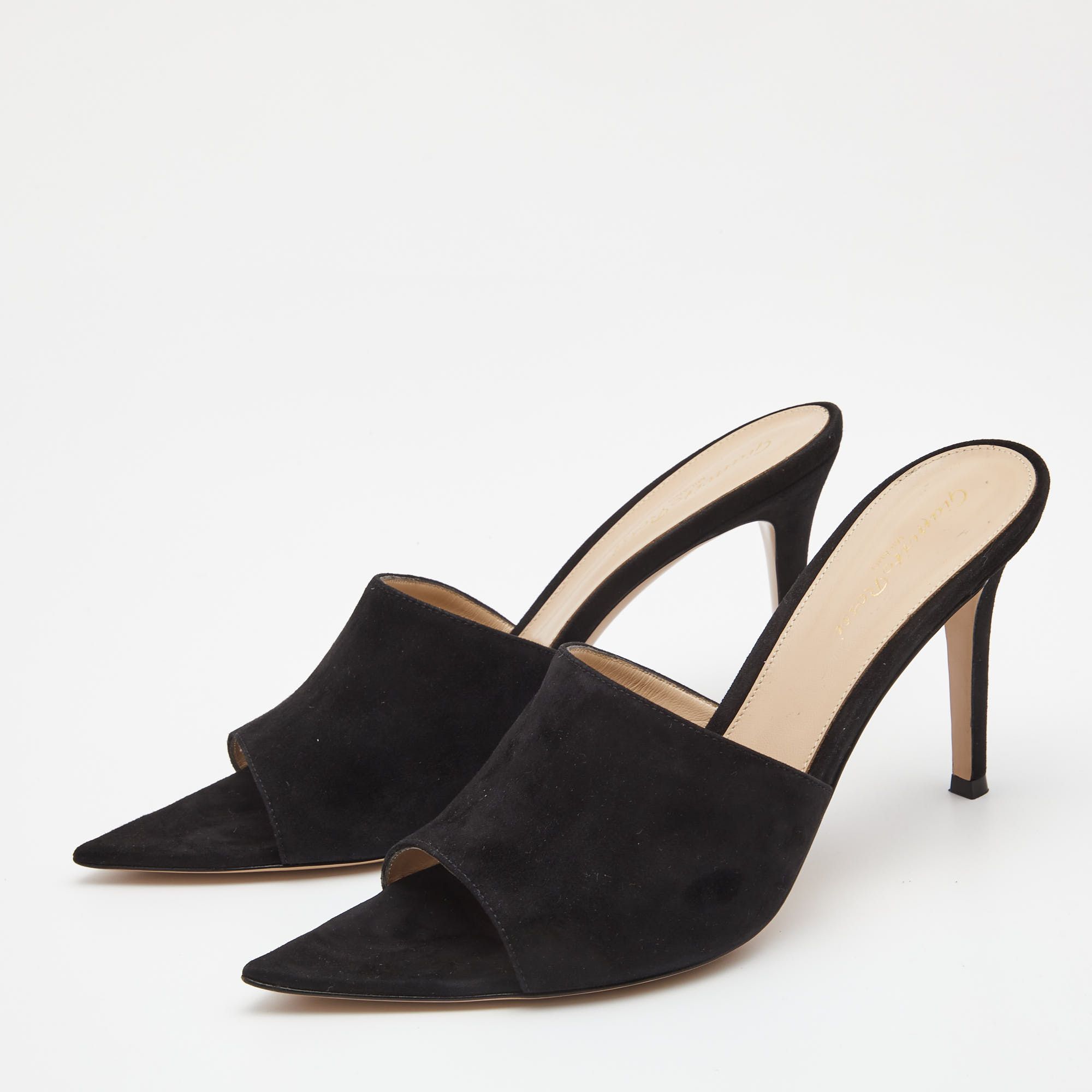 

Gianvito Rossi Black Suede Alisia Slide Sandals Size