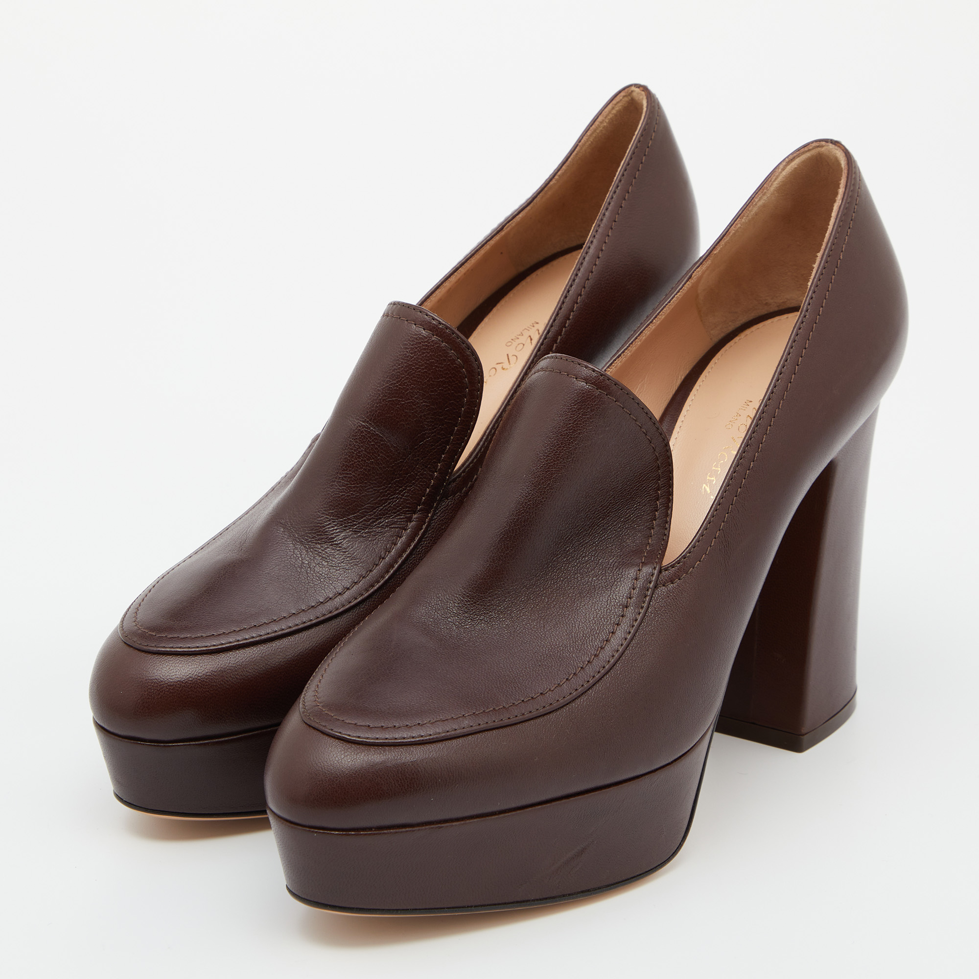 

Gianvito Rossi Brown Leather Loafer Pumps Size