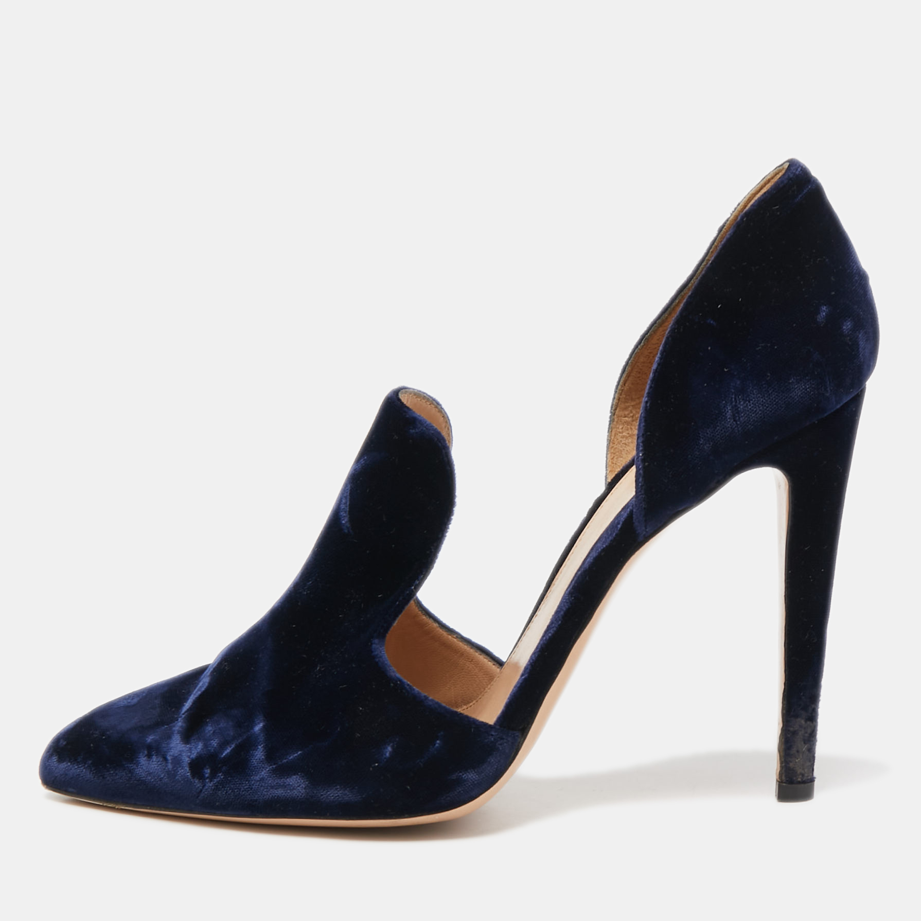 

Gianvito Rossi Blue Velvet Moret Pointed Toe D'orsay Pumps Size