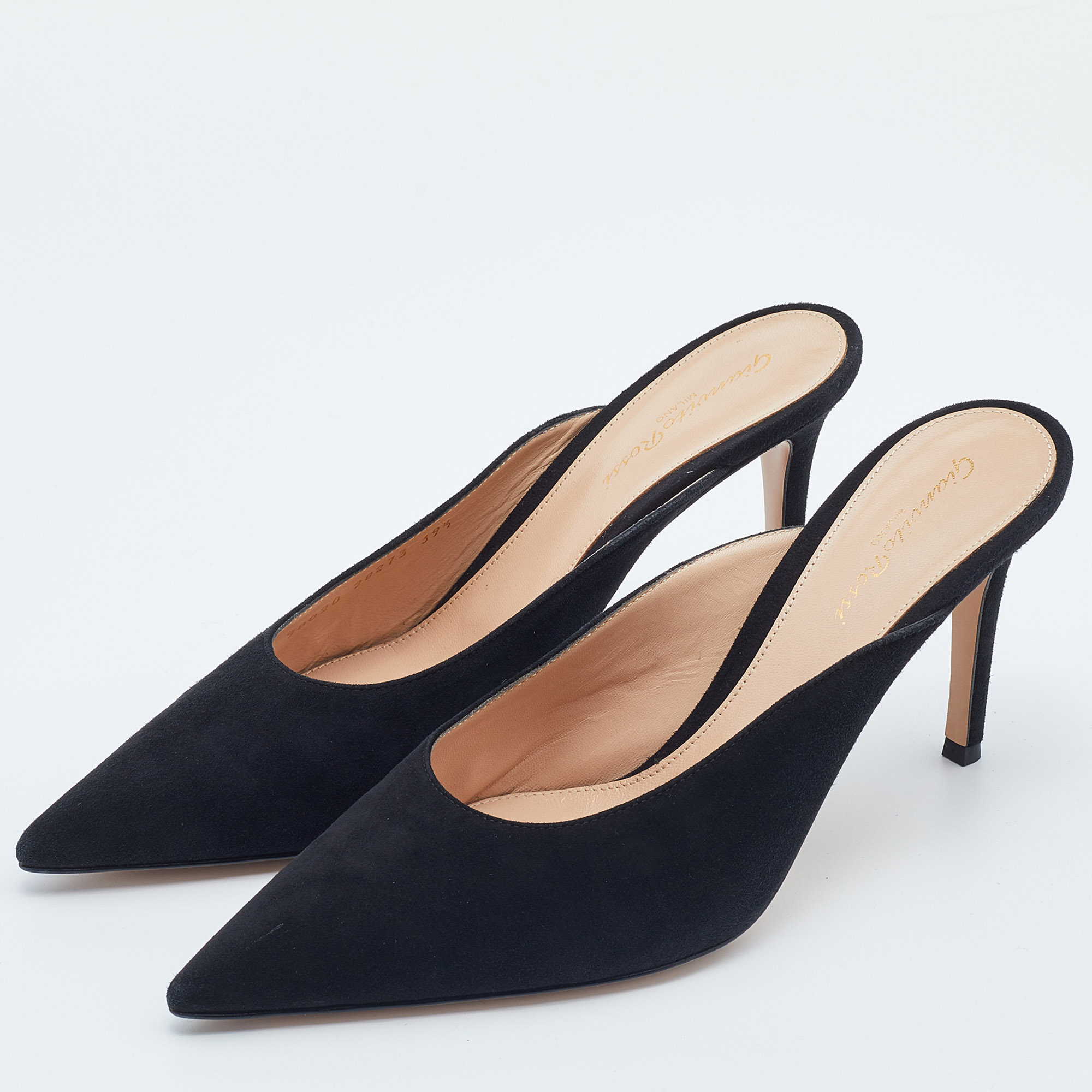 

Gianvito Rossi Black Suede Fanny Pointed-Toe Mules Size