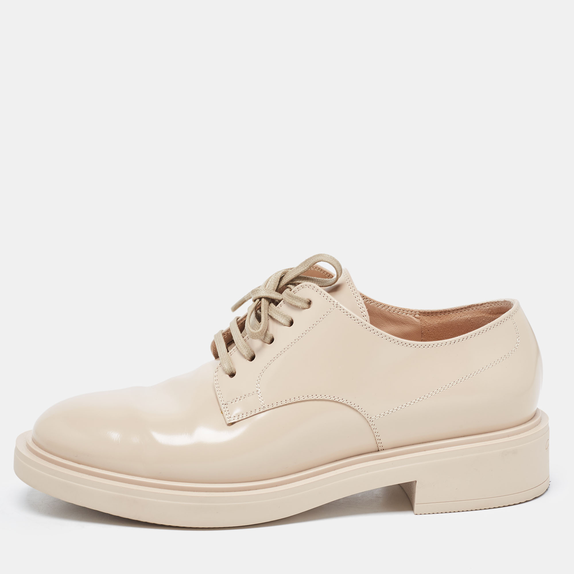 

Gianvito Rossi Beige Leather Vittori Oxfords Size