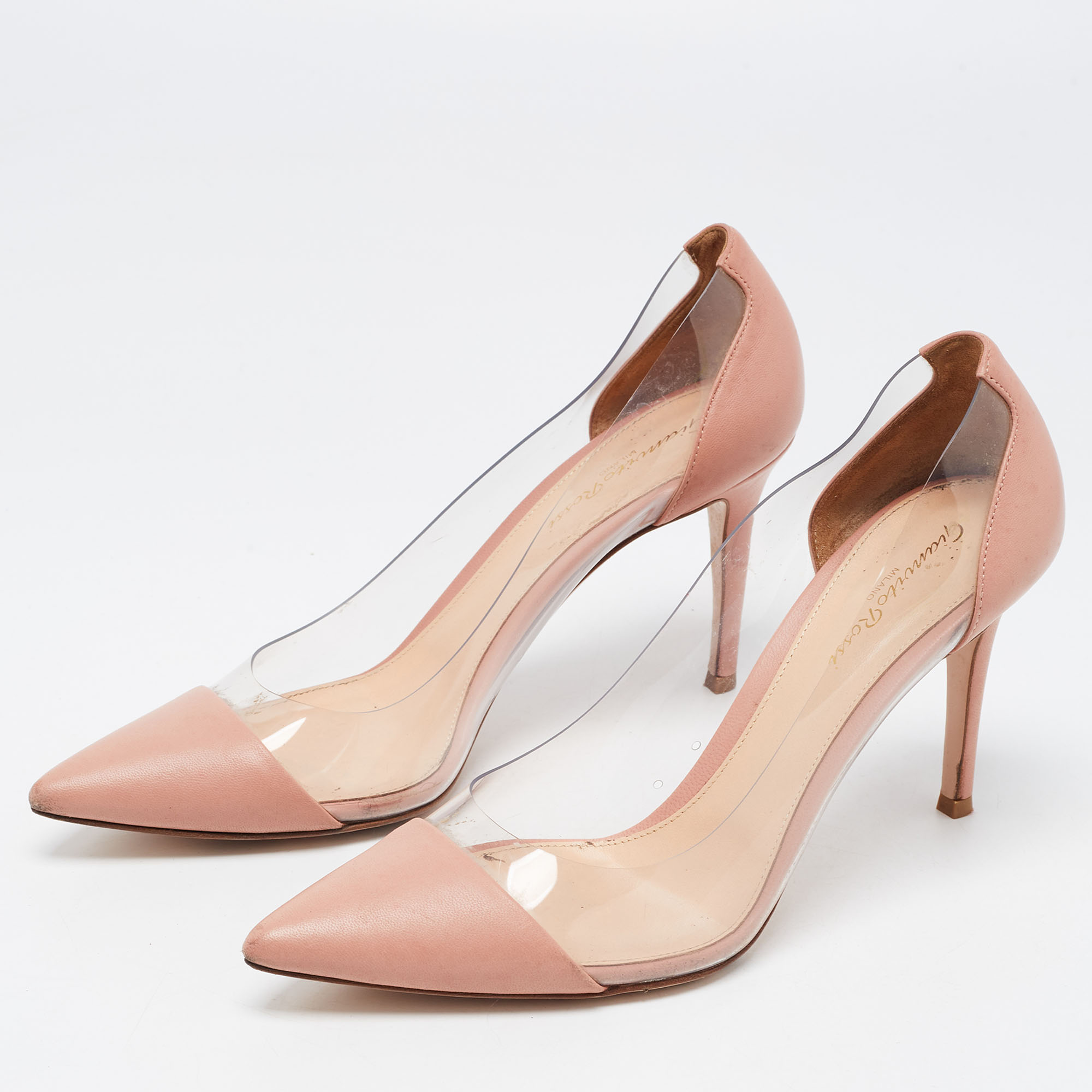 

Gianvito Rossi Pink Leather and PVC Plexi Pumps Size