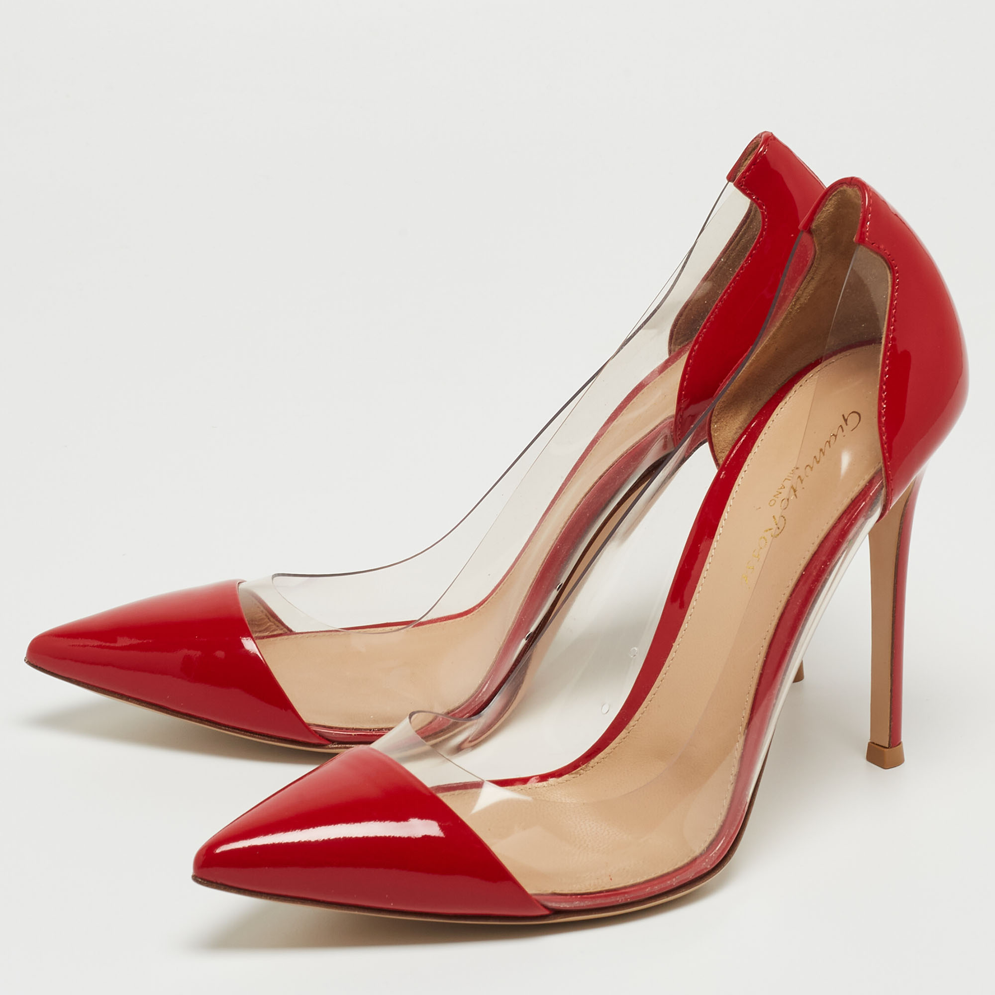 

Gianvito Rossi Red Patent Leather and PVC Plexi Pumps Size