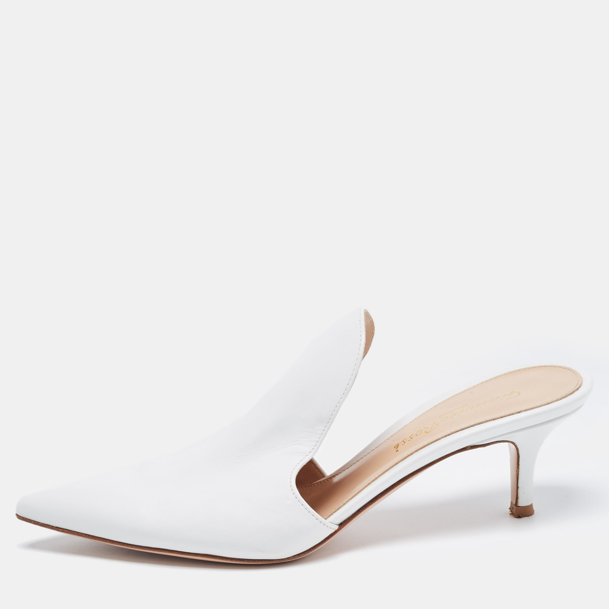 Pre-owned Gianvito Rossi White Leather Aramis Mules Size 36
