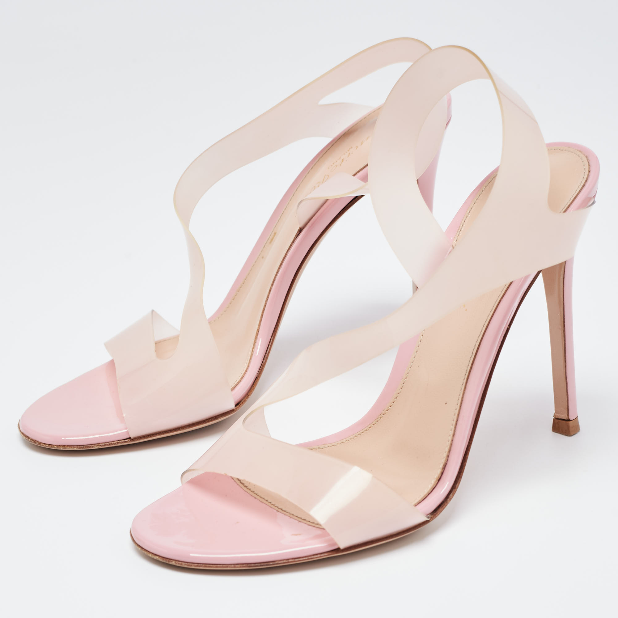 

Gianvito Rossi Pink PVC Metropolis Slingback Sandals Size
