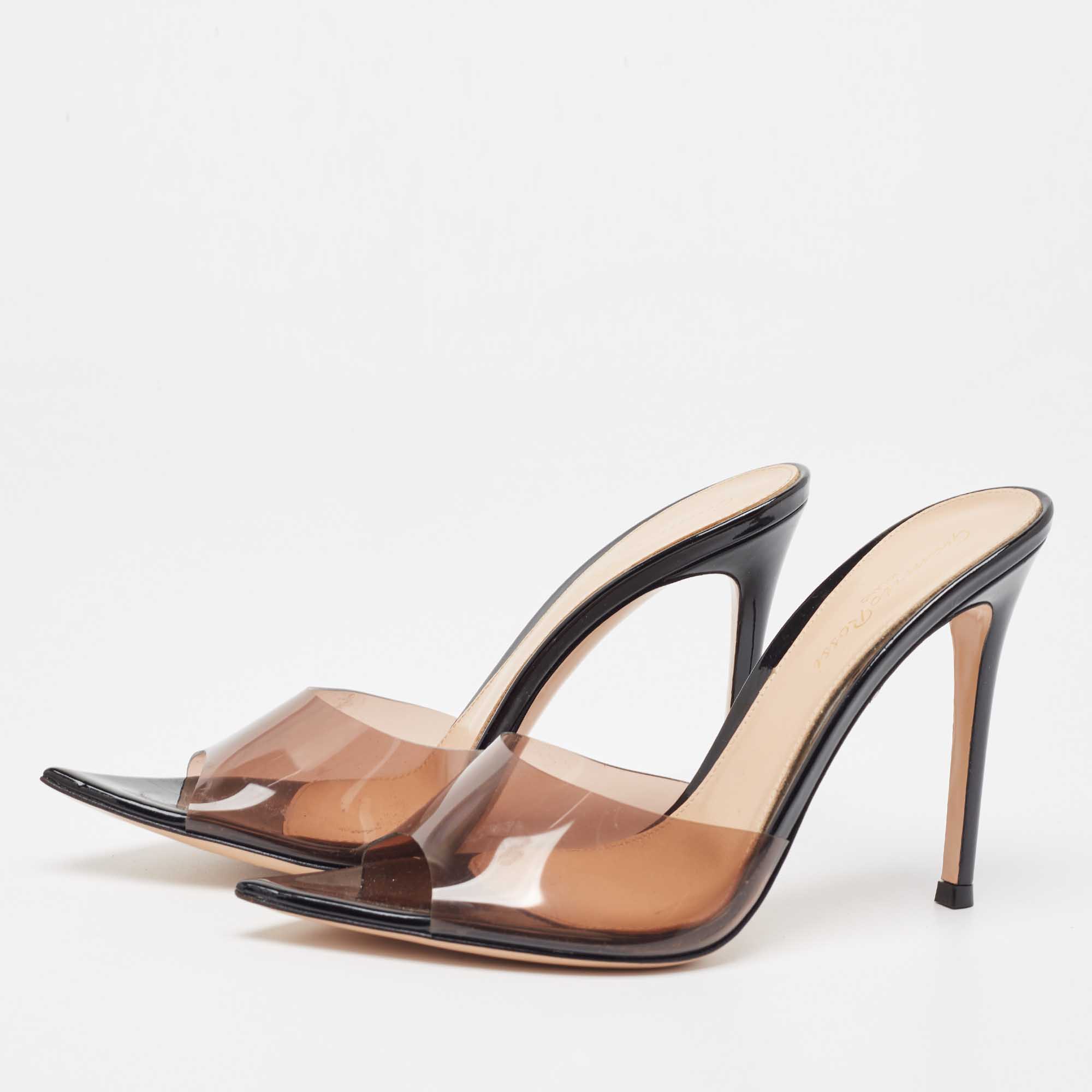 

Gianvito Rossi Black/Brown PVC Elle Slides Size