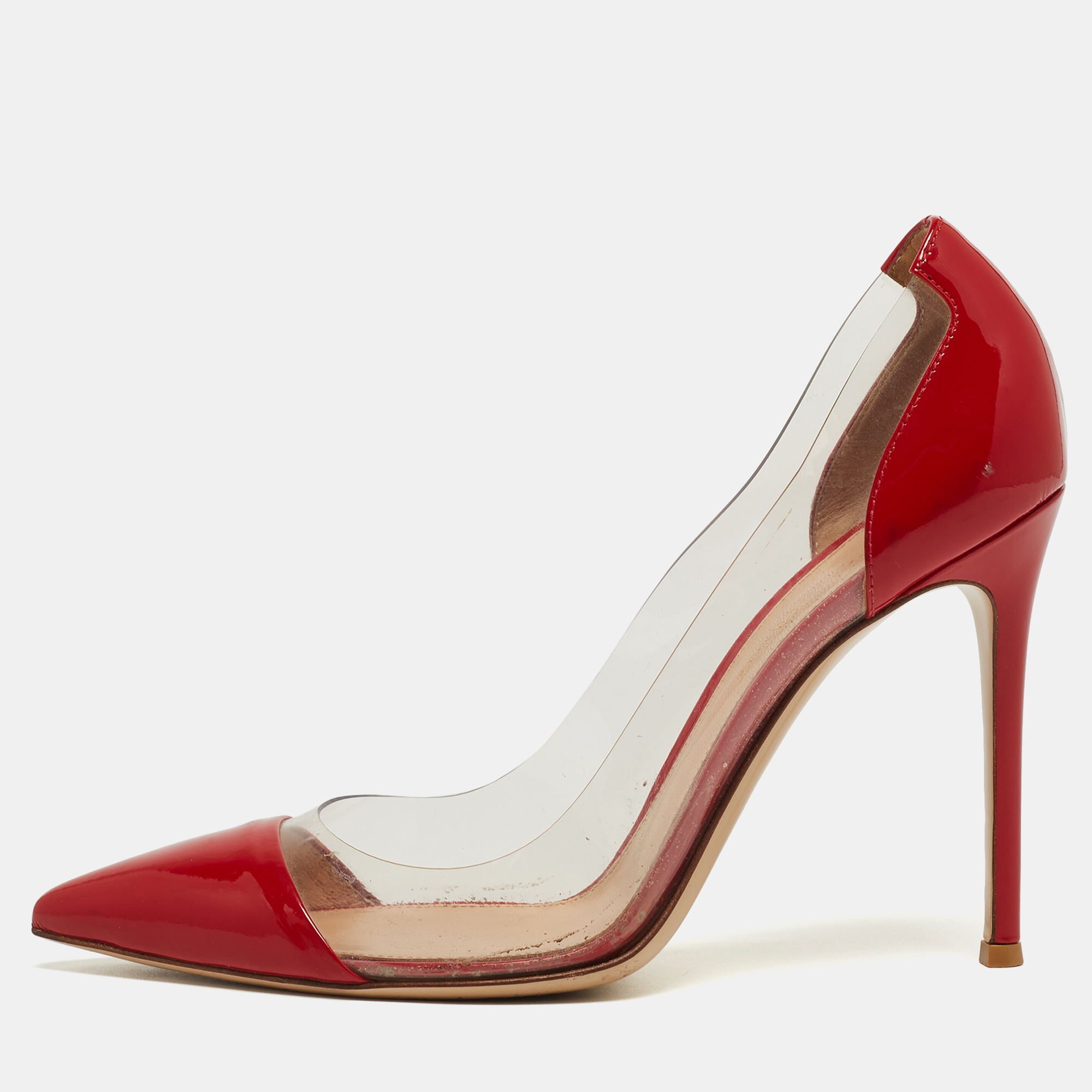 

Gianvito Rossi Red Patent Leather and PVC Plexi Pumps Size