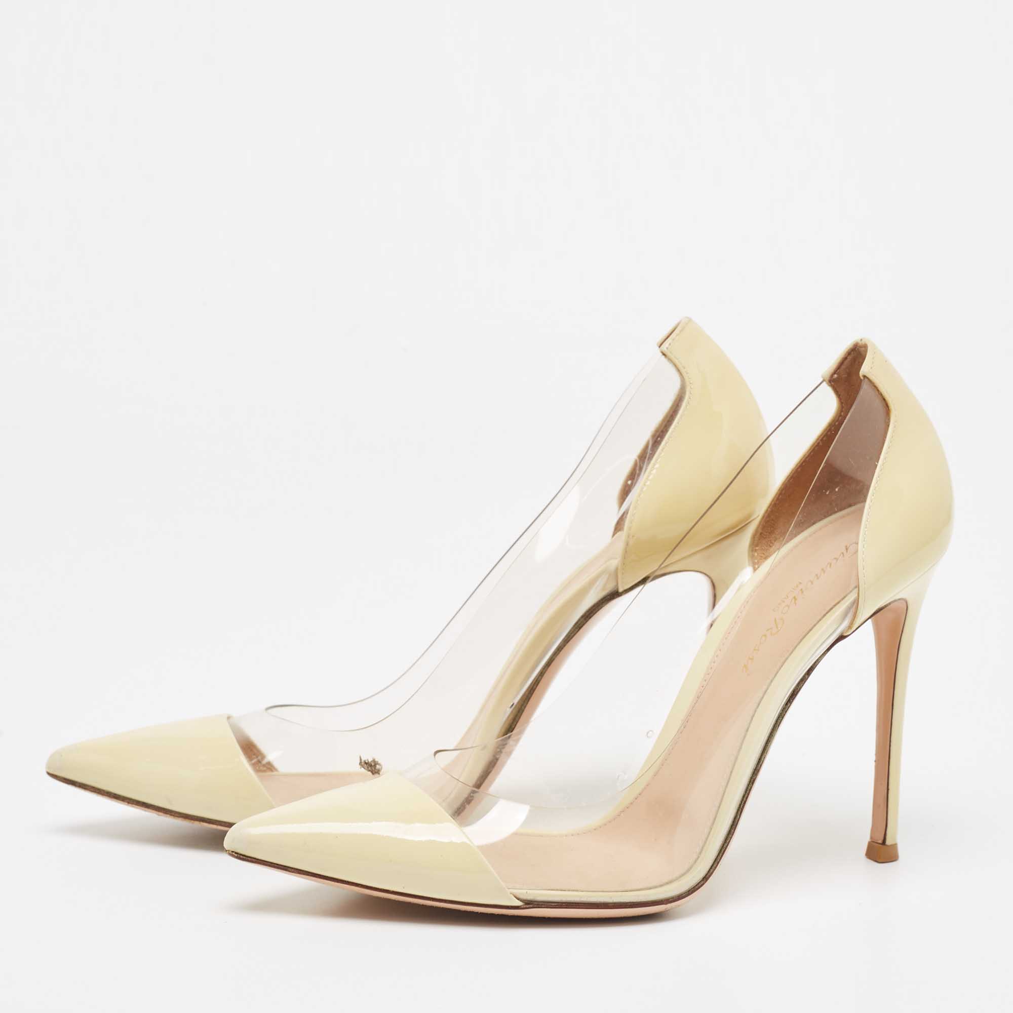 

Gianvito Rossi Cream/Transparent PVC and Patent Leather Plexi Pumps Size