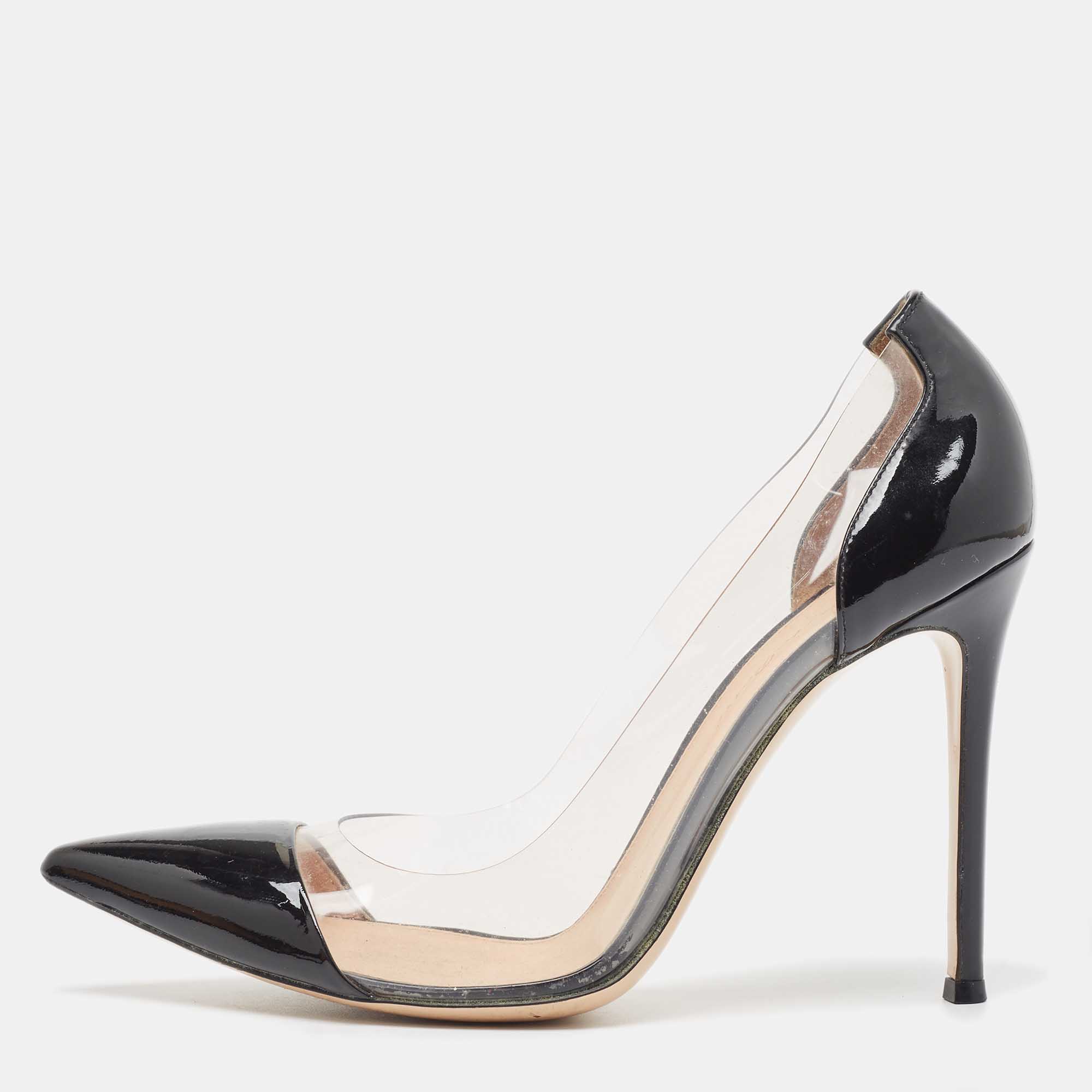 

Gianvito Rossi Black Patent Leather and PVC Plexi Pumps Size