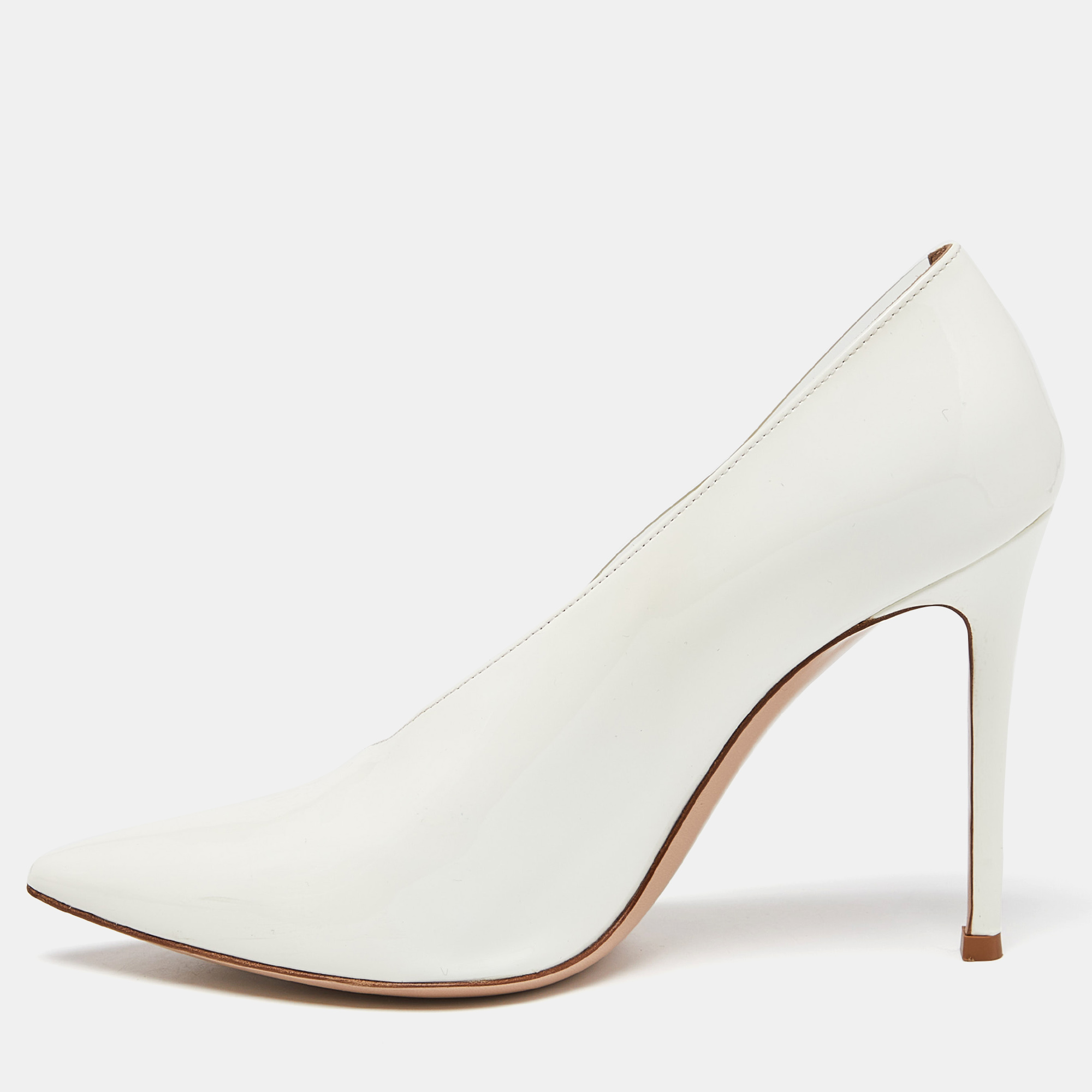 

Gianvito Rossi White Patent Leather and PVC Deela Pointed Toe Pumps Size