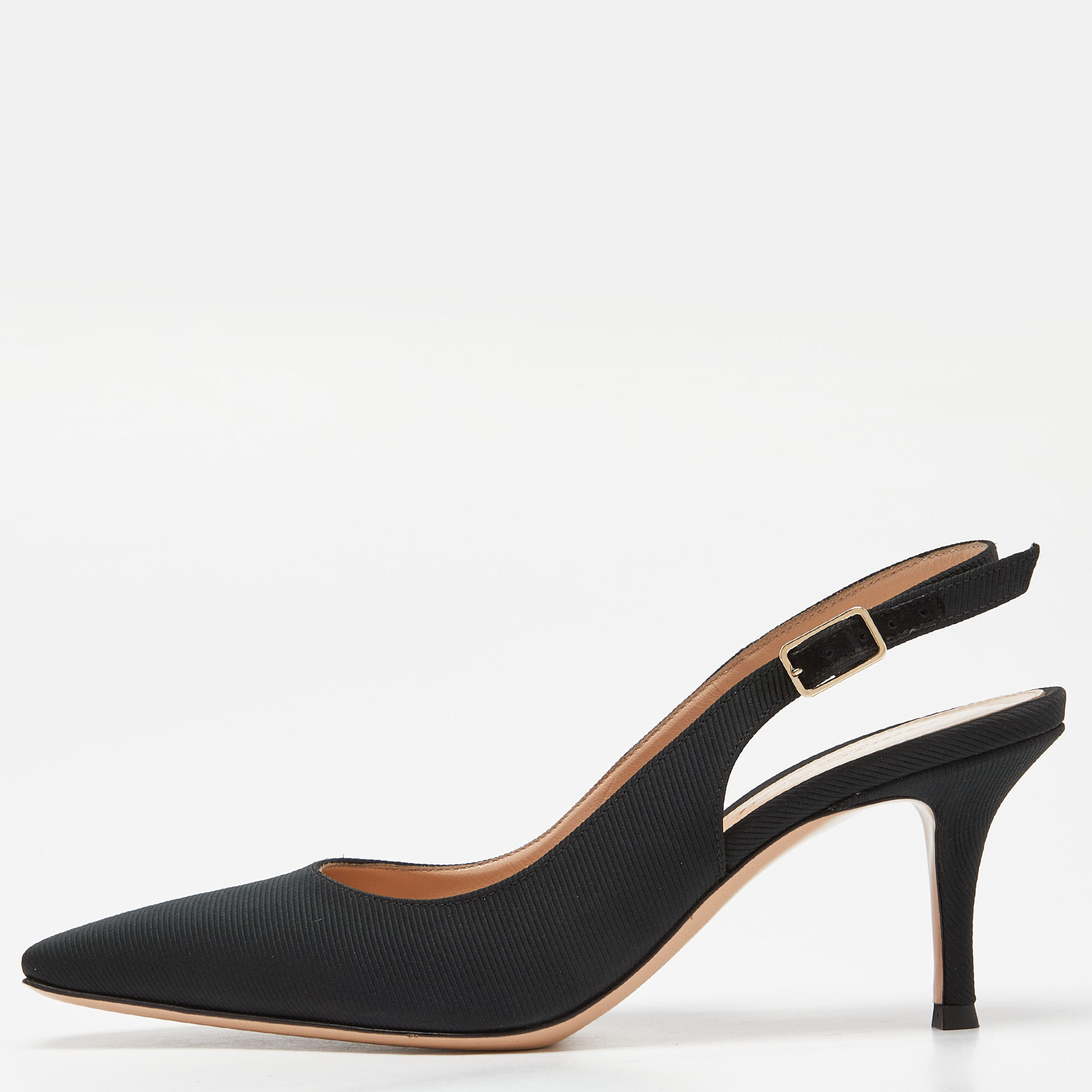 

Gianvito Rossi Black Canvas Slingback Pumps Size